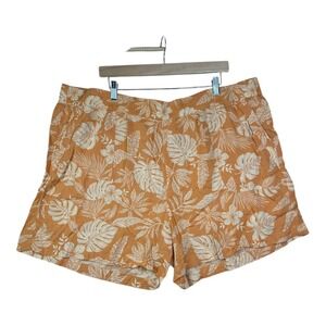 New Sonoma Tropical Print Mid Rise Ultra Comfort Waistband Shorts size 2X Orange